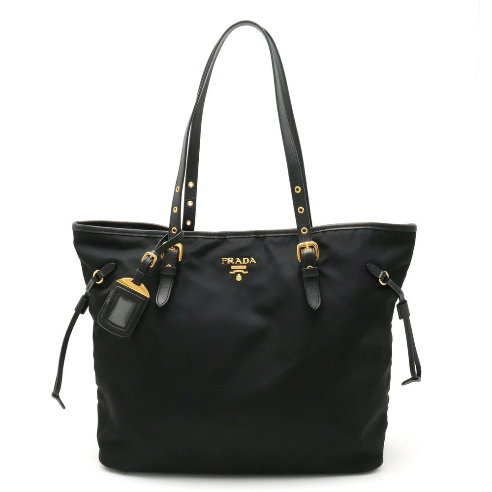 Prada Tote Tessuto Saffiano Bag Shoulder Leather Black Nero Black